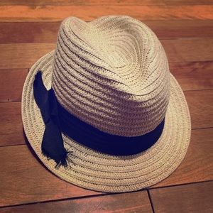 Woven Beige and Black Flexible and Foldable Fedora